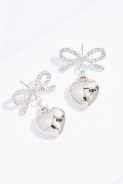 Cato Rhinestone Bow Heart Earrings> Earrings
