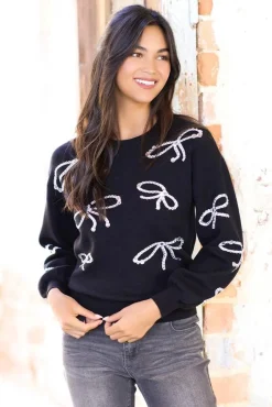 Cato Rhinestone Bow Sweater> Sweaters