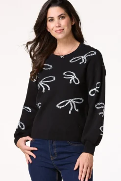 Cato Rhinestone Bow Sweater> Sweaters