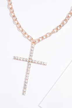 Cato Rhinestone Cross Pendant Necklace><noscript><img width=