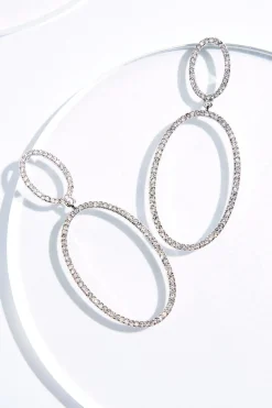 Cato Rhinestone Tiered Oval Earrings> Earrings|Social Occasion