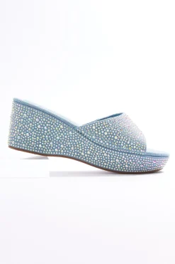 Cato Rhinestone Trim Denim Wedges> Sandals