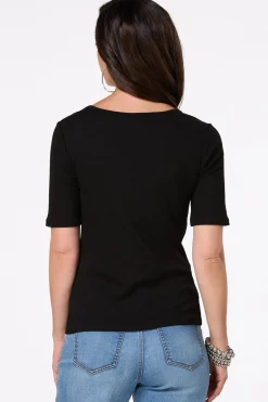 Cato Ribbed Crochet Trim Top> Tops