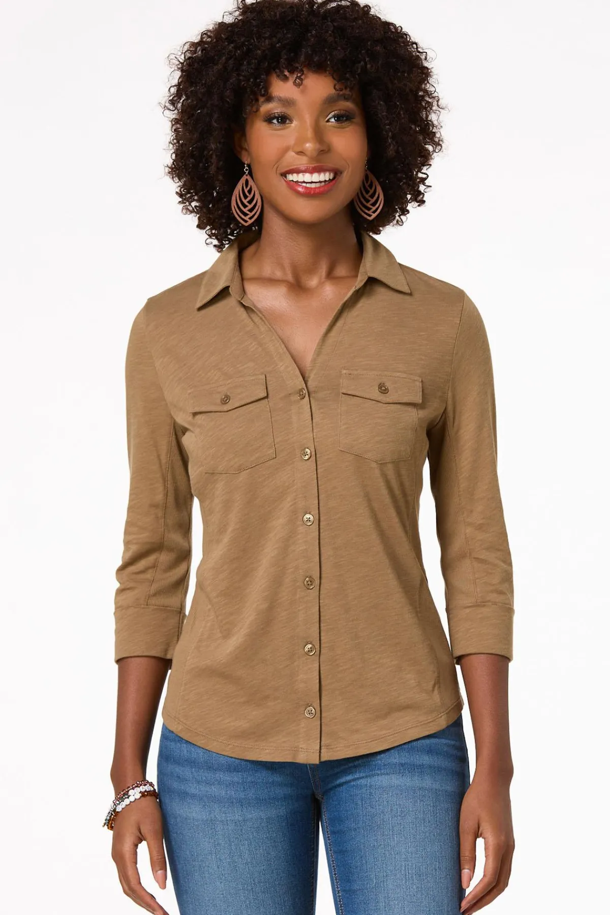 Cato Ribbed Inset Shirt> Tops