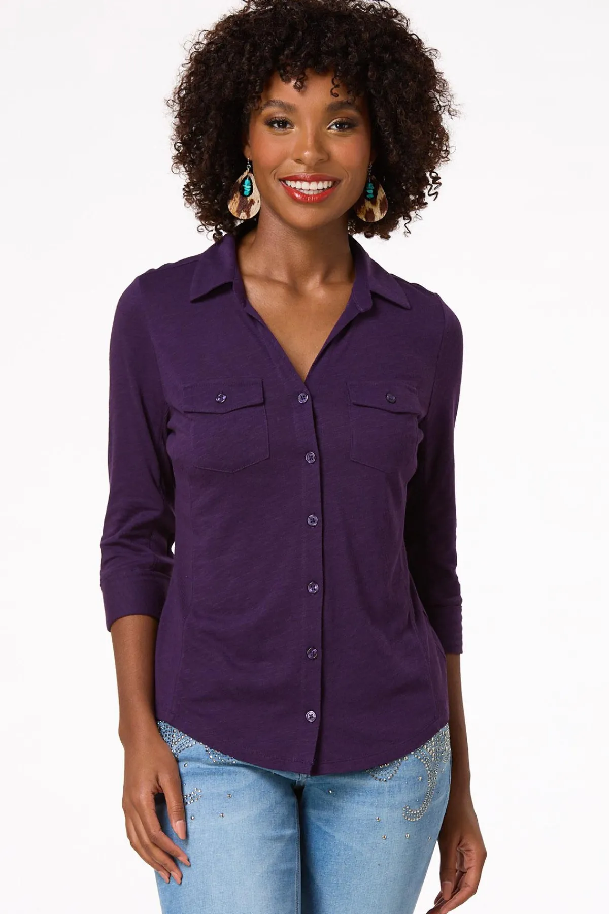Cato Ribbed Inset Shirt> Tops