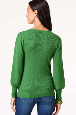 Cato Ribbed Puff Sleeve Sweater> Sweaters