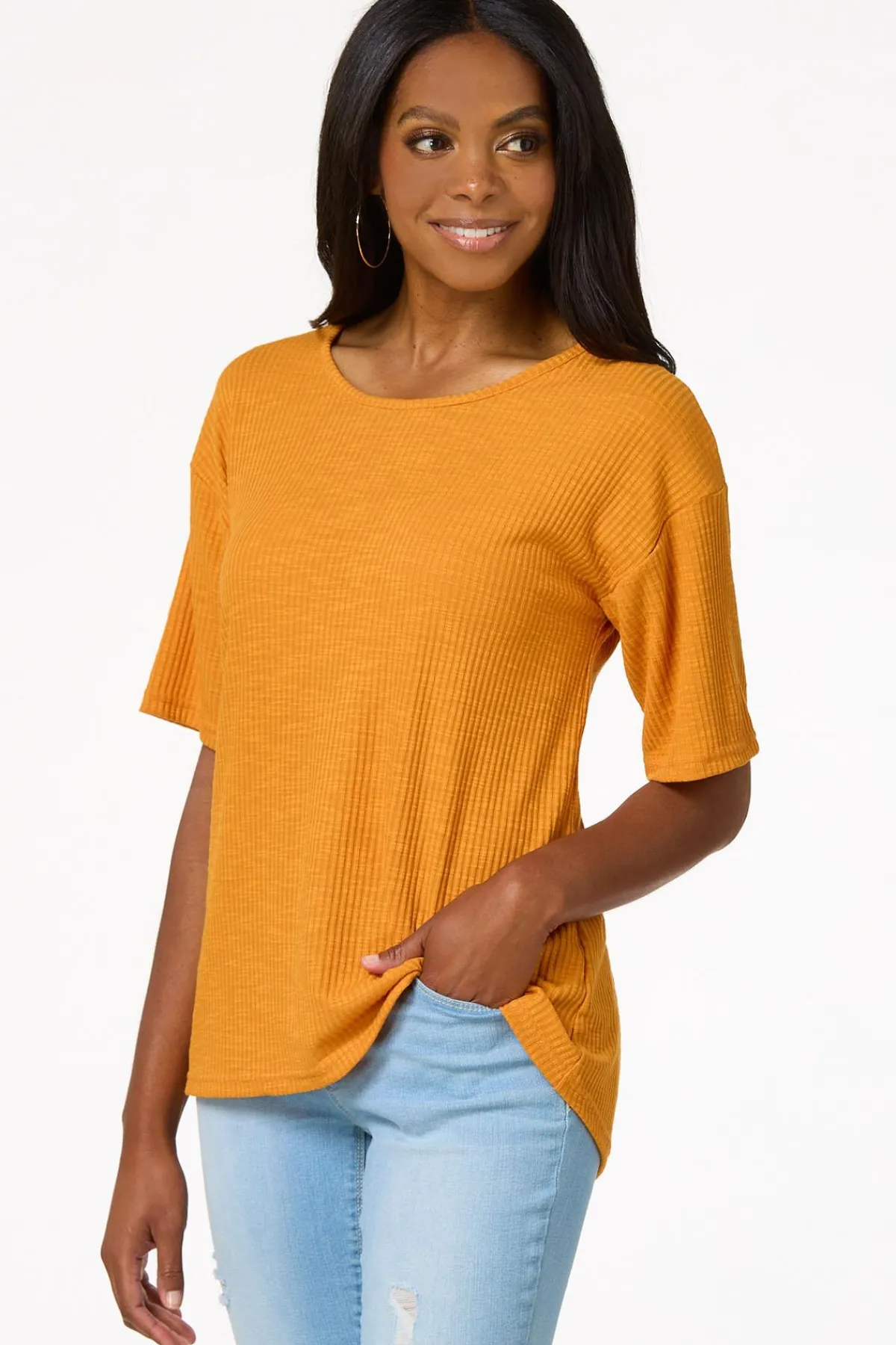 Cato Ribbed Ring Back Top> Tops