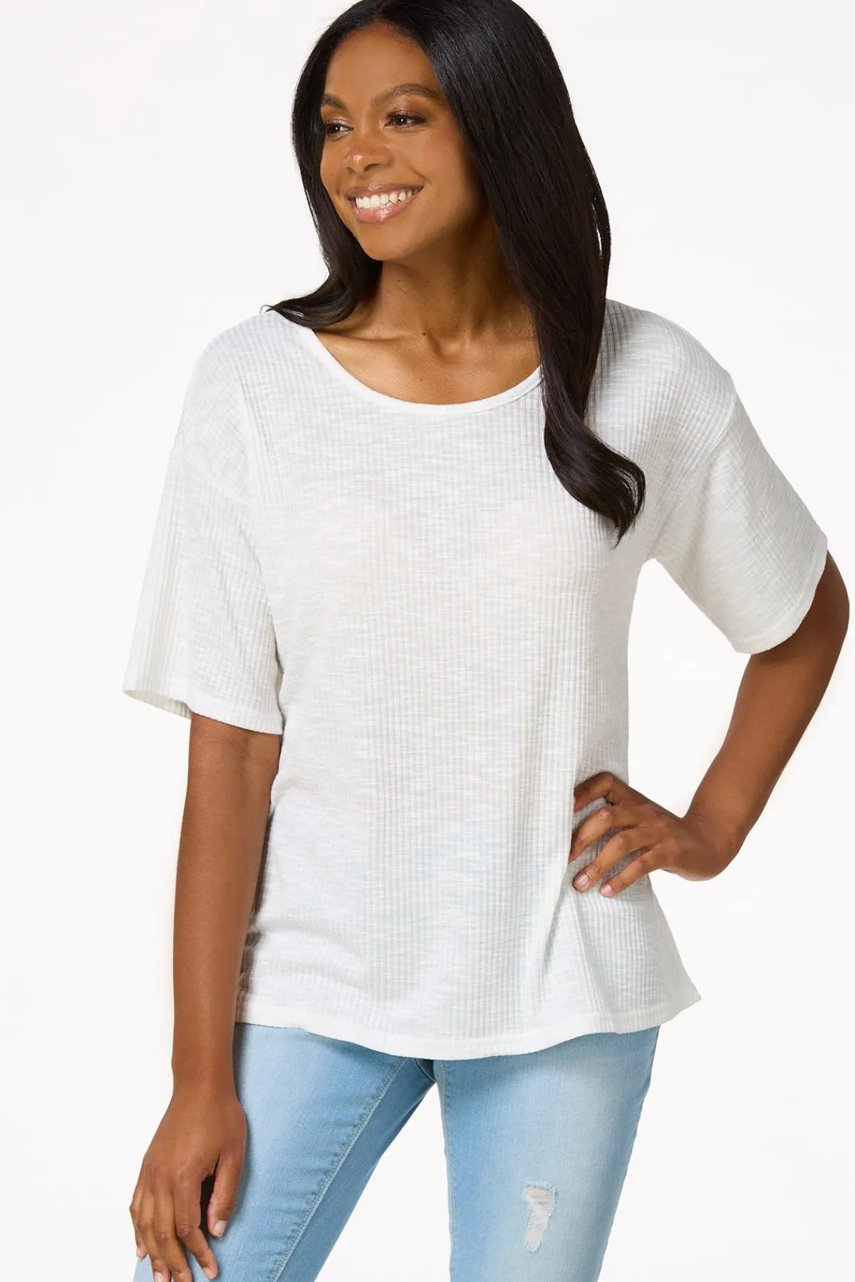 Cato Ribbed Ring Back Top> Tops