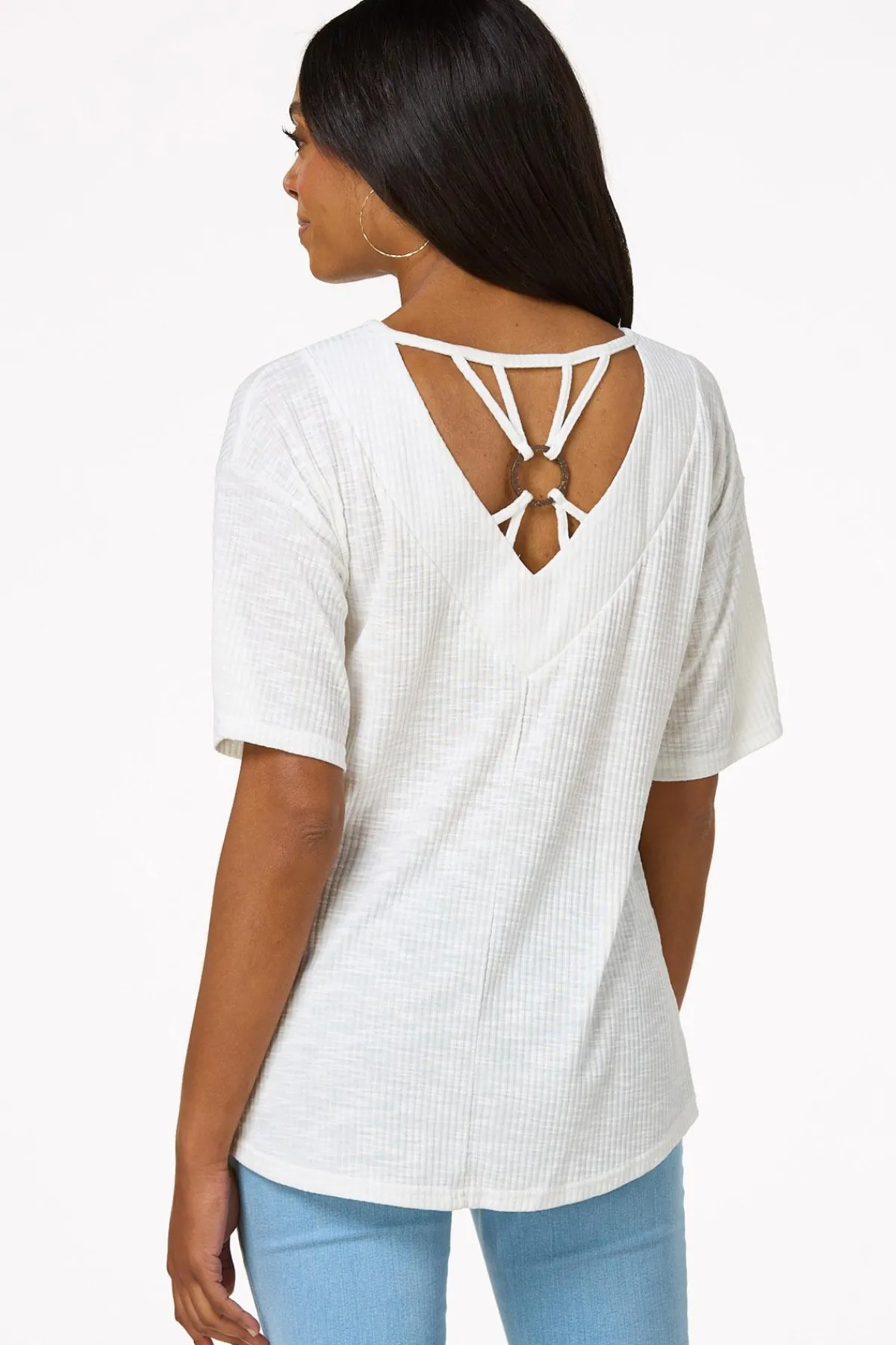 Cato Ribbed Ring Back Top> Tops