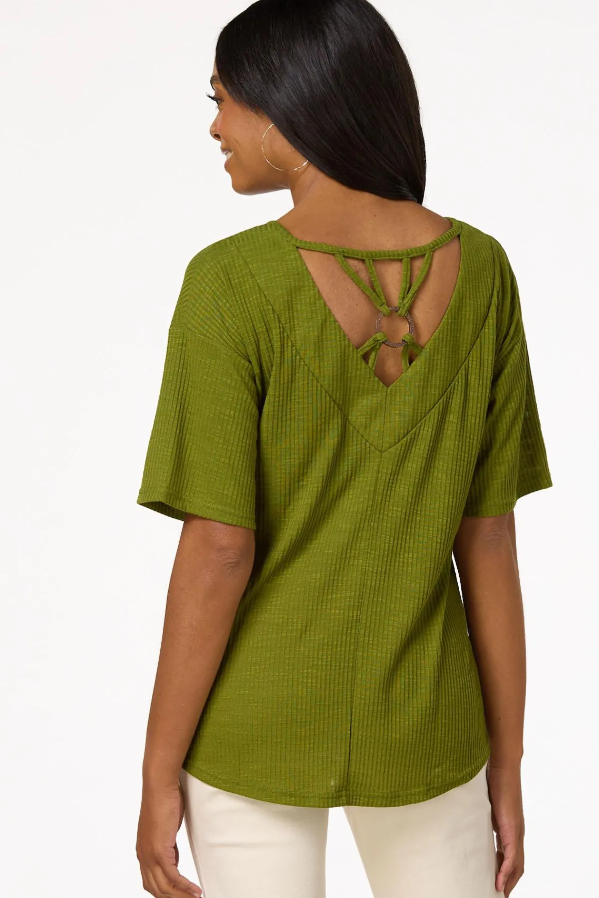 Cato Ribbed Ring Back Top> Tops