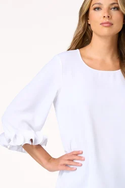 Cato Ribbed Ruffled Sleeve Top><noscript><img width=