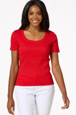 Cato Ribbed Scoop Neck Top><noscript><img width=