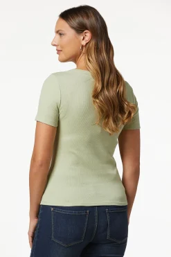 Cato Ribbed Scoop Neck Top><noscript><img width=