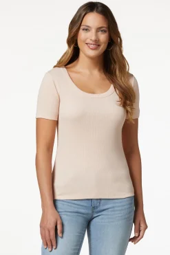 Cato Ribbed Scoop Neck Top><noscript><img width=