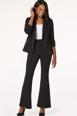 Cato Ribbed Split Hem Flare Pants><noscript><img width=