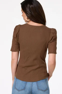 Cato Ribbed Textured Sleeve Top> Tops