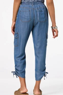 Cato Ruched Chambray Cargo Pants> Pants