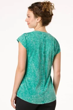 Cato Ruched Faded Wash Tee> Athleisure|Tops