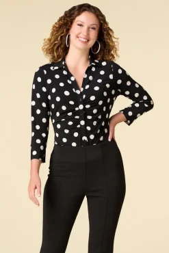 Cato Ruched Polka Dot Top> Tops