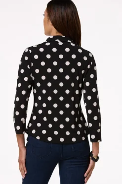 Cato Ruched Polka Dot Top><noscript><img width=