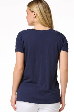 Cato Ruched Shoulder Tee> Tops