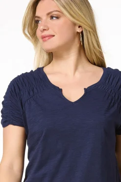 Cato Ruched Shoulder Tee><noscript><img width=