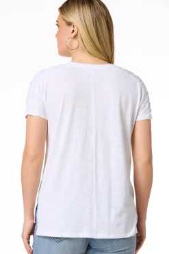 Cato Ruched Shoulder Tee><noscript><img width=