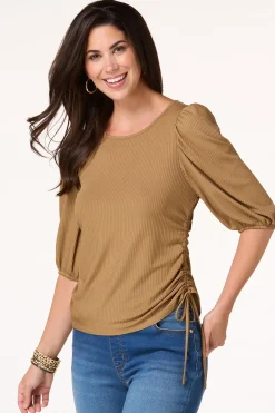 Cato Ruched Side Tie Top><noscript><img width=