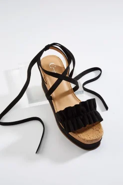 Cato Ruffle Band Ankle Strap Wedges> Sandals
