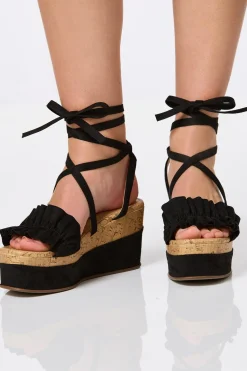 Cato Ruffle Band Ankle Strap Wedges><noscript><img width=