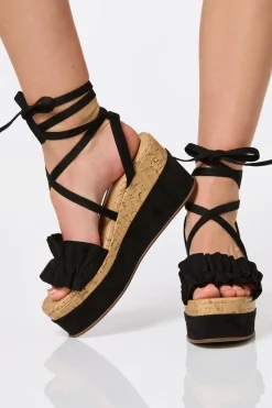 Cato Ruffle Band Ankle Strap Wedges><noscript><img width=