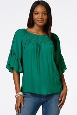 Cato Ruffled Bell Sleeve Top><noscript><img width=