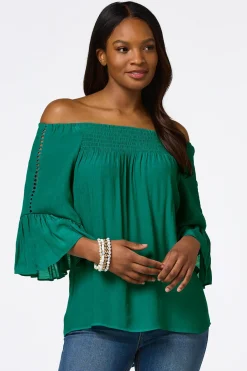 Cato Ruffled Bell Sleeve Top><noscript><img width=