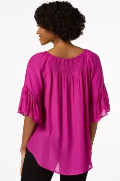 Cato Ruffled Bell Sleeve Top><noscript><img width=