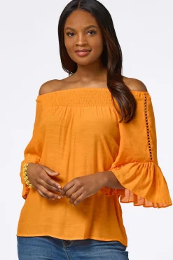 Cato Ruffled Bell Sleeve Top><noscript><img width=