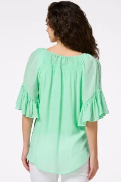 Cato Ruffled Bell Sleeve Top><noscript><img width=