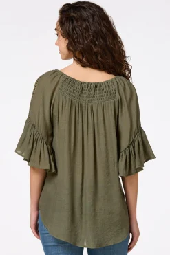 Cato Ruffled Bell Sleeve Top><noscript><img width=