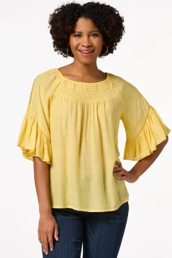Cato Ruffled Bell Sleeve Top><noscript><img width=