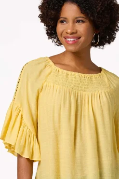 Cato Ruffled Bell Sleeve Top><noscript><img width=