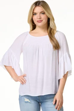 Cato Ruffled Bell Sleeve Top> Tops