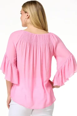 Cato Ruffled Bell Sleeve Top><noscript><img width=