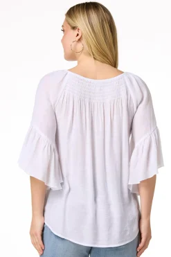 Cato Ruffled Bell Sleeve Top><noscript><img width=