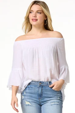 Cato Ruffled Bell Sleeve Top><noscript><img width=