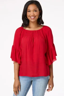 Cato Ruffled Bell Sleeve Top> Tops