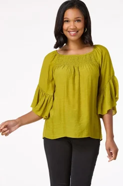 Cato Ruffled Bell Sleeve Top><noscript><img width=
