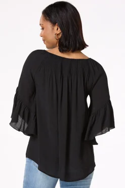 Cato Ruffled Bell Sleeve Top><noscript><img width=