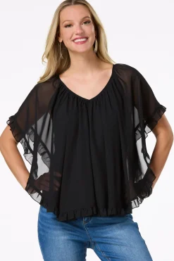 Cato Ruffled Capelet> Tops