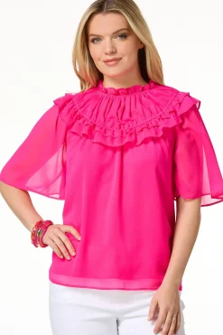 Cato Ruffled Flutter Sleeve Top> Tops