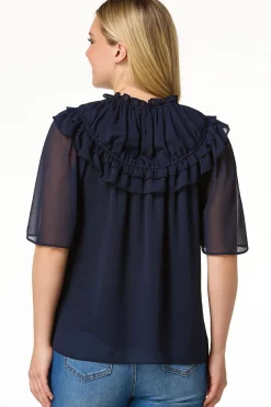 Cato Ruffled Flutter Sleeve Top><noscript><img width=