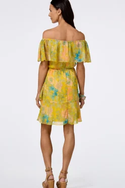 Cato Ruffled Gold Floral Dress> Dresses